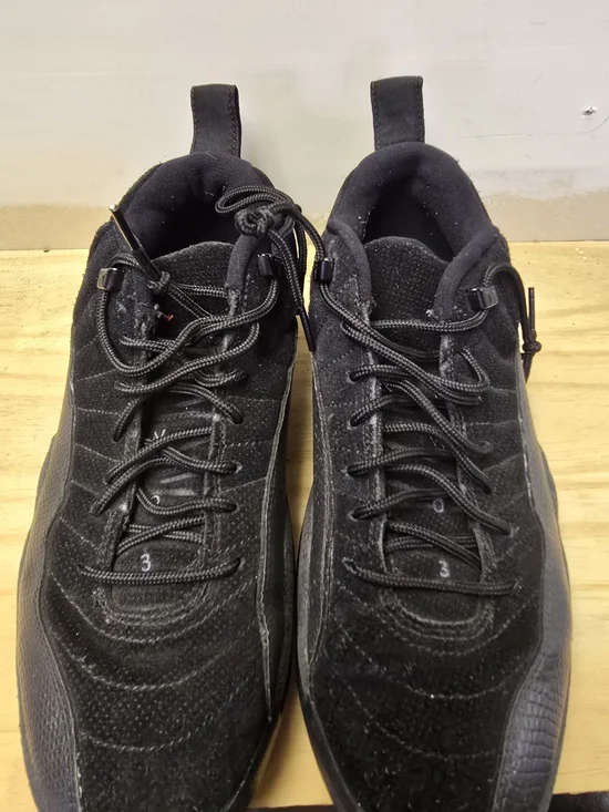 Jordan Air Jordan 12 Retro Men's Athletic Shoes Black with Small Red Accents - Picture 2 of 11